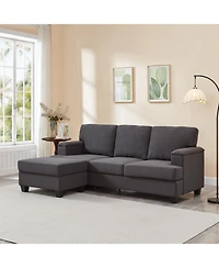 Streamdale Furniture 86" L-Shaped Sectional Sofa with Ottoman & Armrest Organizer