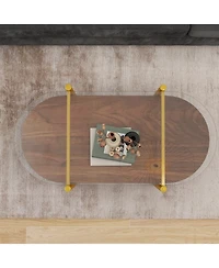 Streamdale Furniture Oval Glass Coffee Table - Modern Design, Storage, 41x21x17
