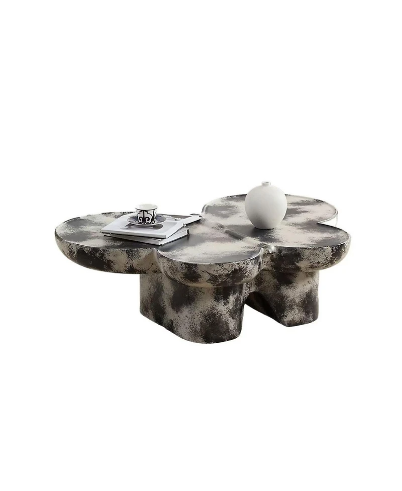 Streamdale Furniture Streamdale Black & Beige Limestone Style Coffee Table