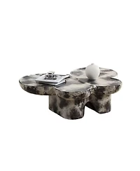 Streamdale Furniture Streamdale Black & Beige Limestone Style Coffee Table