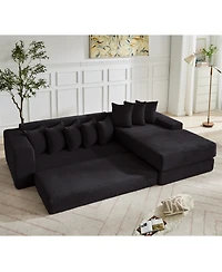 Streamdale Furniture Streamdale Oversize Cloud Sectional Sofa Bed, L-Shape, 8 Pillows, Corduroy, Black (Right Facing)