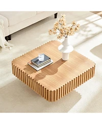 Streamdale Furniture 31.5" Modern Drum Coffee Table - Natural Wood