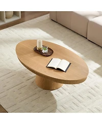 Streamdale Furniture Modern Oval Drum Coffee Table - 47.24 Inch, Natural