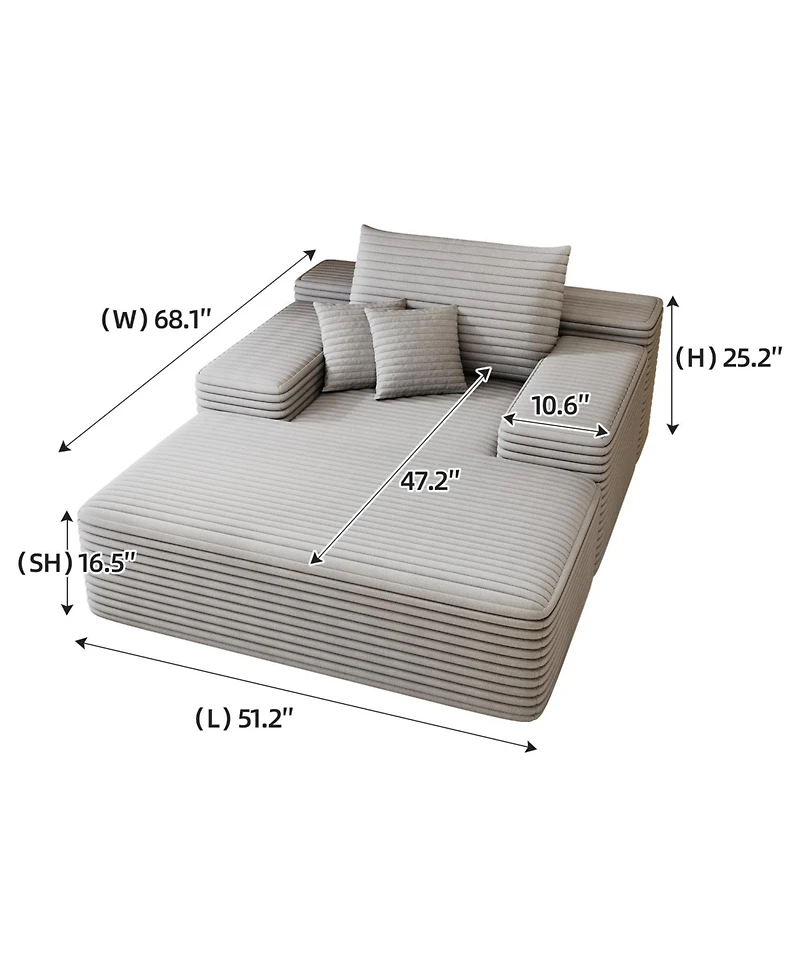 Streamdale Furniture Chaise Lounge Chair Indoor Oversized Sofa Bed Sleeper Couch Plush Faux Fur