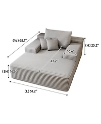 Streamdale Furniture Chaise Lounge Chair Indoor Oversized Sofa Bed Sleeper Couch Plush Faux Fur