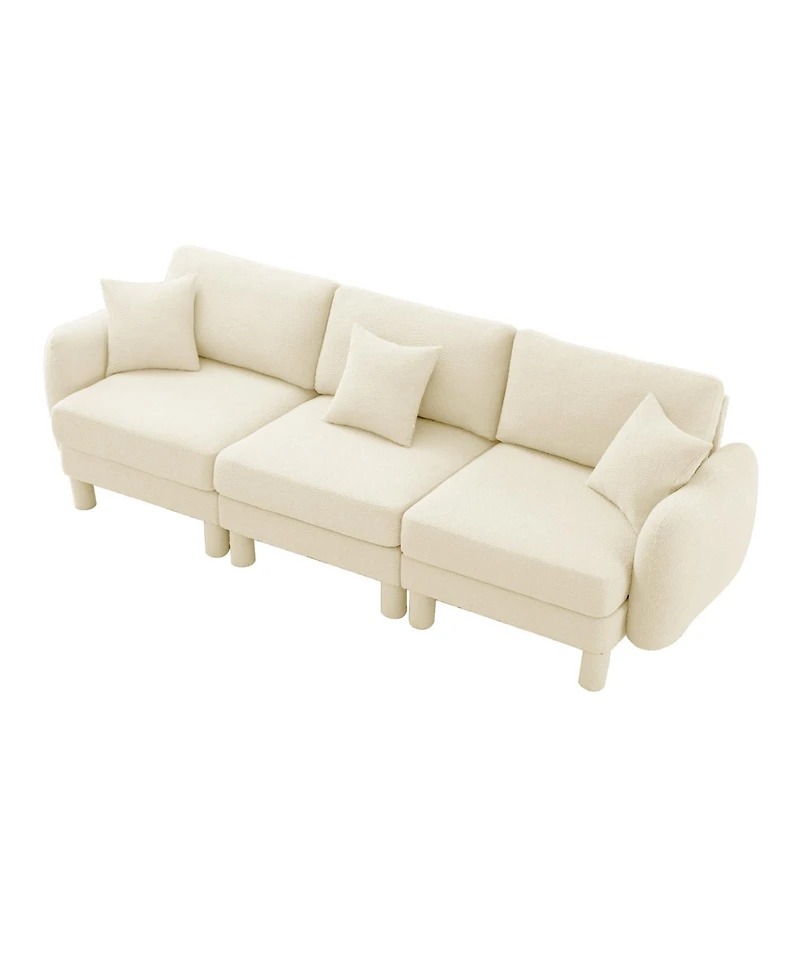 Streamdale Furniture Boucle 3-Seater Sofa with Shell Armrests