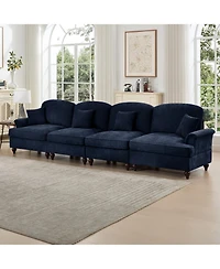 Streamdale Furniture Mid Century 4-Seater Chenille Sofa with Flared Arms