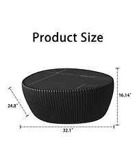 Streamdale Furniture Black Marble Top Leather Coffee Table