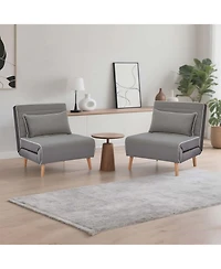 Streamdale Furniture Streamdale Modern Velvet Foldable Sofa Bed Set, Grey