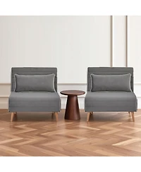 Streamdale Furniture Streamdale Modern Velvet Foldable Sofa Bed Set, Grey