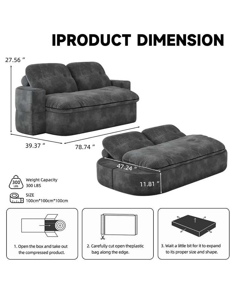 Streamdale 2-in-1 Convertible Sofa Bed with Memory Foam - No Assembly