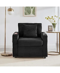Streamdale Furniture Fluffy Corduroy Lazy Sofa w/ Ottoman