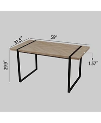 Streamdale Furniture 59" Modern Industrial Dining Table, Light Wood, Seats 4-6