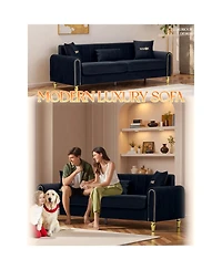 Streamdale Furniture Modern Plush 3-Seater Sofa with Pillows & Metal Legs