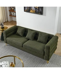 Streamdale Furniture 81" Oversized 3-Seater Sectional Sofa, Green Teddy