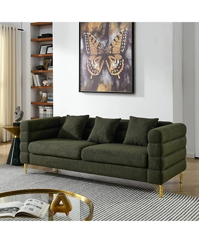 Streamdale Furniture 81" Oversized 3-Seater Sectional Sofa, Green Teddy