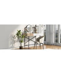 Streamdale Furniture White Vanity Desk with Mirror, Charger, and Storage