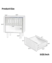 Streamdale Furniture 2 Set Nightstands with Grille Striped Doors