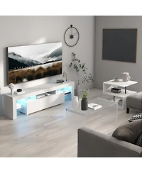 Streamdale Furniture Modern Led Tv Stand with Flip Door and High Gloss Finish