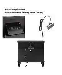 Streamdale Furniture Farmhouse Nightstand with Charging Station and Side Table