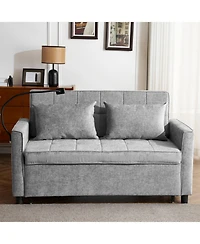 Streamdale Furniture Loveseat Sofa Bed with Reversible Backrest, Side Pockets, Usb Ports and Phone Holder