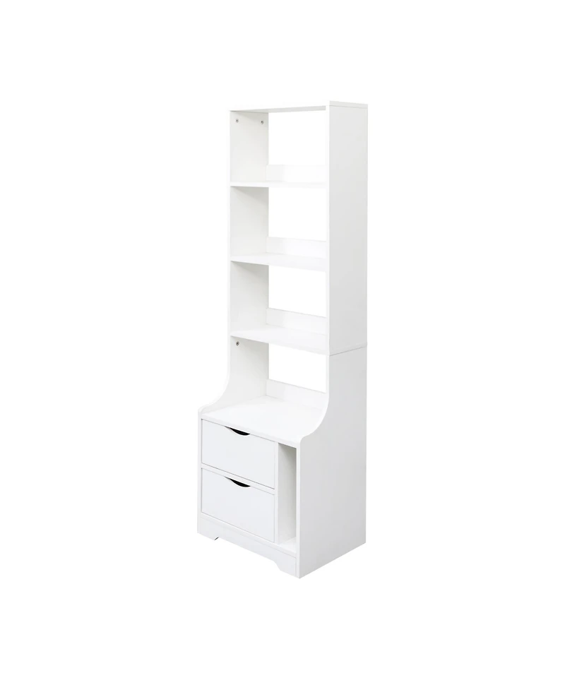 Streamdale Furniture Night Stand with Bookshelf, Night Stand with 2 Storage Drawers for Bedroom