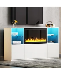 Streamdale Furniture Modern Tv Stand with Electric Fireplace & Led Light