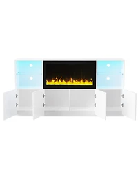 Streamdale Furniture Modern Tv Stand with Electric Fireplace & Led Light