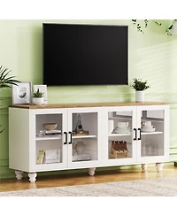 Streamdale Farmhouse Tv Stand with Tempered Glass Doors for TVs up to 70
