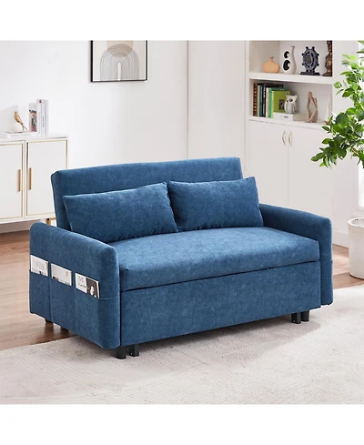 Streamdale Furniture 55" Pull Out Sofa Bed with Adjustable Back, Storage, Pillows, Usb