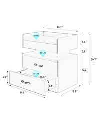 Streamdale Furniture Led Nightstand with 2 Drawers and Storage