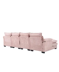 Streamdale Furniture Chenille, high quality sponge filling, solid wood frame, oversized four-seater, U-shaped combination sofa