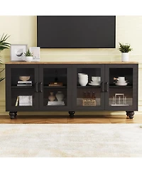 Streamdale Farmhouse Tv Stand with Tempered Glass Doors for TVs up to 70