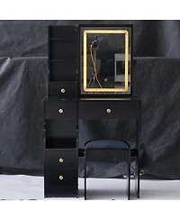 Streamdale Furniture Compact Vanity Table with Touch Control Led Mirror (Epa, Gcc, Ul Certified