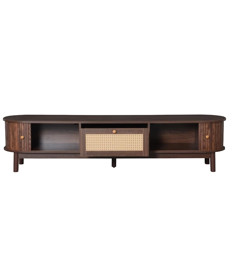 Streamdale Furniture Modern Tv Stand for 75" TVs with Rattan Drawer & Cabinets