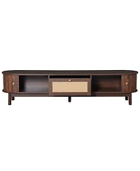 Streamdale Furniture Modern Tv Stand for 75" TVs with Rattan Drawer & Cabinets