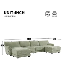 Streamdale Furniture 142" Modular U-Shape Sofa with Usb Charger & Ottoman