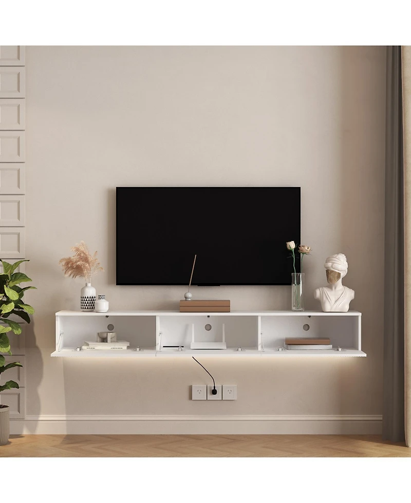 Streamdale Furniture Floating Tv Stand Wall Mounted Led 69" Modern Entertainment Center