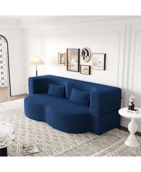 Streamdale Furniture Teddy Fabric Foam Sleeper Sofa Bed with 2 Pillows