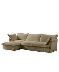 Streamdale Furniture L-Shaped Slipcovered Sectional Sofa Camel Corduroy