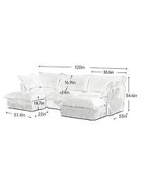 Streamdale Furniture Slipcovered U Shape Sectional Sofa Deep Seat Camel