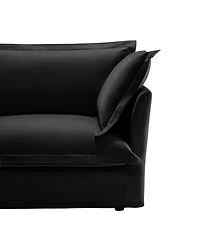 Streamdale Furniture L-Shaped Chenille Sectional Sofa with Ottoman - Black