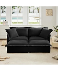 Streamdale Furniture Black Chenille 2-Seater Sofa with Ottomans
