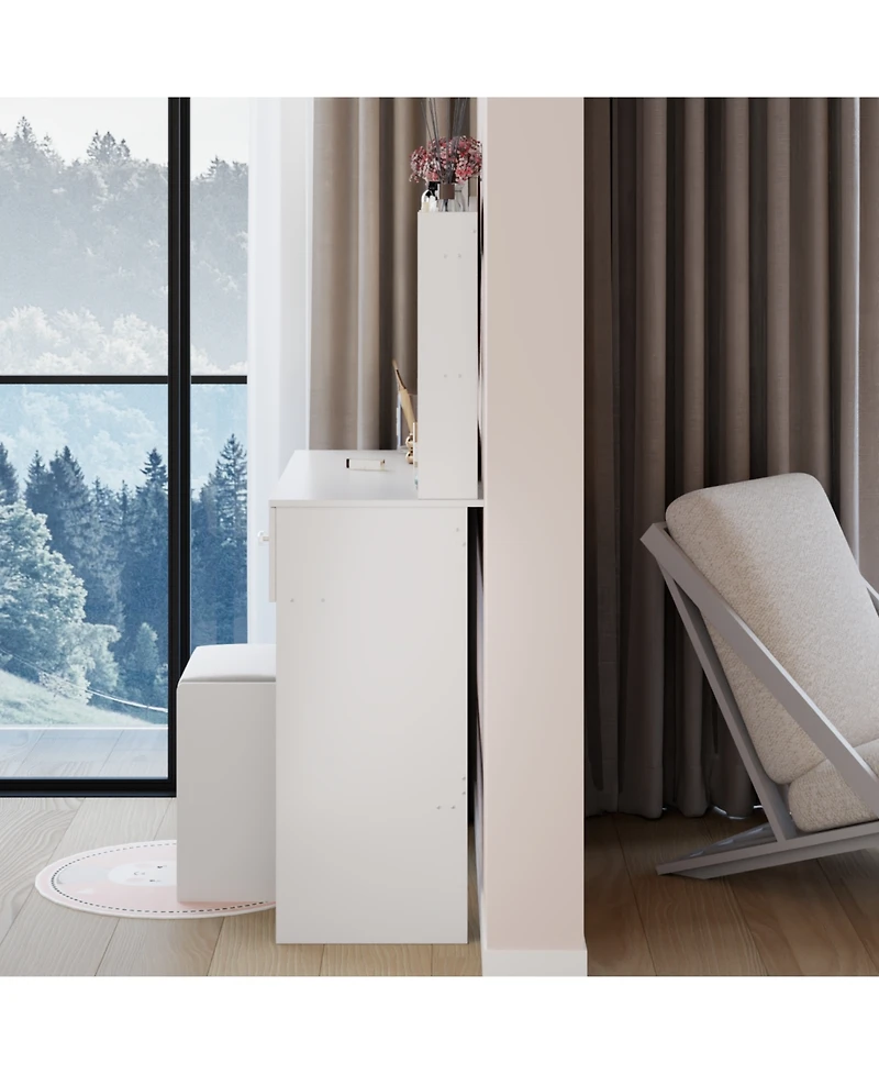 Streamdale Furniture 17" Led Vanity Table Set Touch Switch Adjustable Brightness