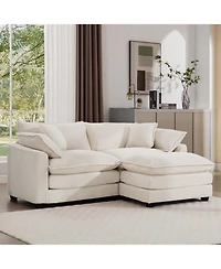 Streamdale Furniture Corduroy Two-Seater Sofa with Ottoman