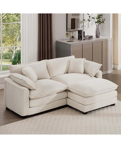 Streamdale Furniture Corduroy Two-Seater Sofa with Ottoman