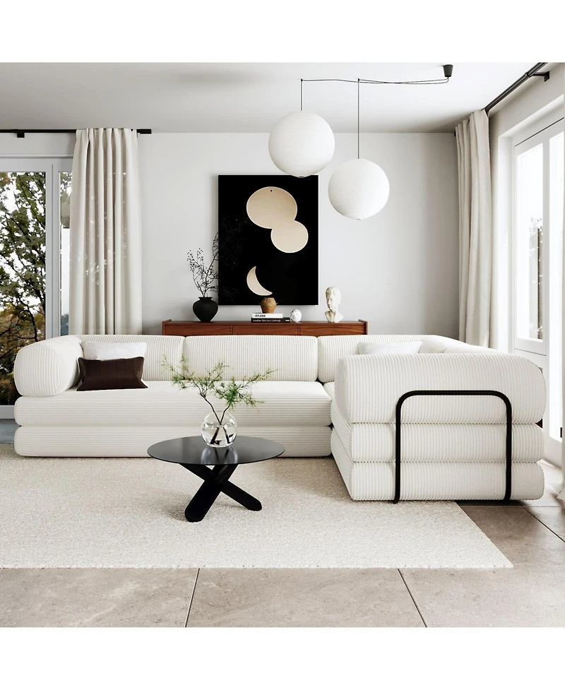 Streamdale Furniture Corduroy L-Shaped Modular Sofa Bed