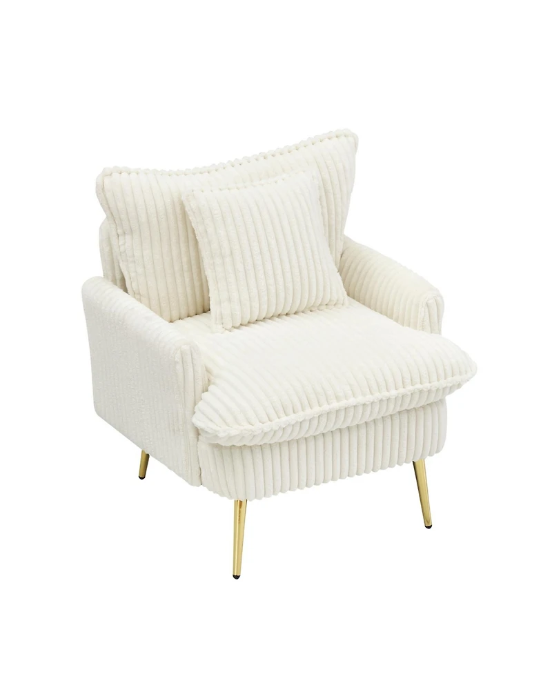 Streamdale Furniture Beige Corduroy Accent Chair - Apartment/Office/Living Room