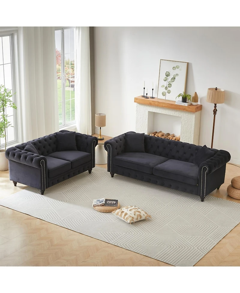 Streamdale Furniture Modern 5-Seat Sofa Set, Wood Frame & Feet, 4 Cushions