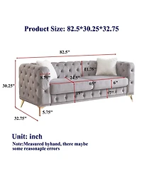 Streamdale Furniture Velvet 3+3 Seater Sofa with Wood Frame & Metal Feet